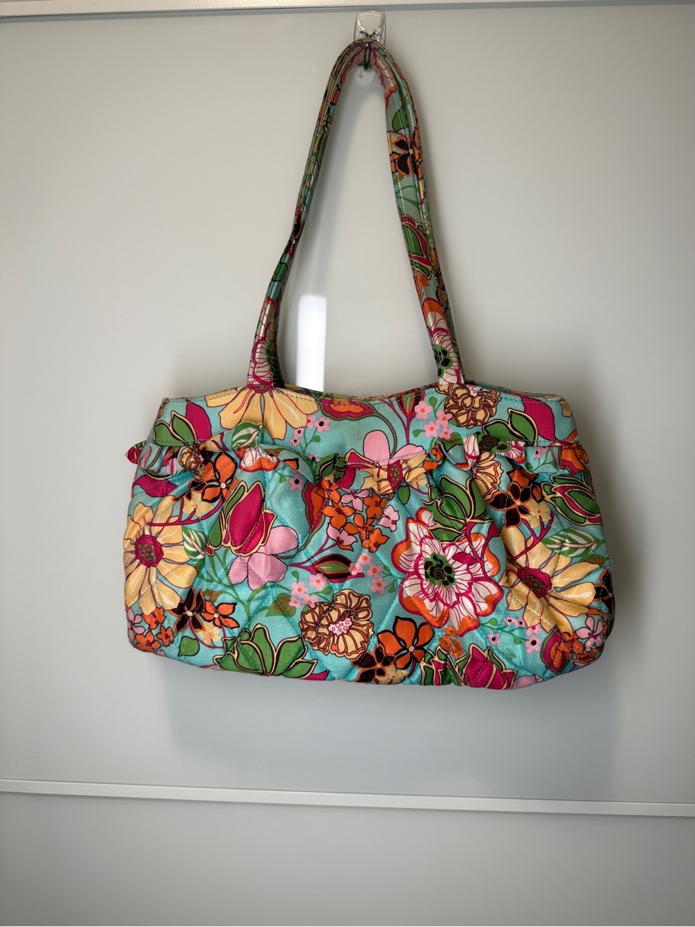 Vera Bradley 100% Silk Lisa B Floral Shoulder Bag